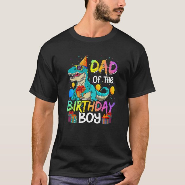 Dad Of The Birthday Boy Matching Family Dinosaur T-Shirt (Front)