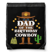 Dad Of The Birthday Cowboy Rodeo Party  Drawstring Bag