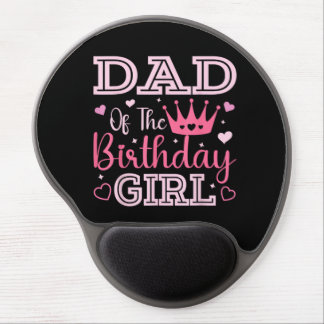 Dad of The Birthday Girl Cute Pink Matching Family Gel Mouse Pad