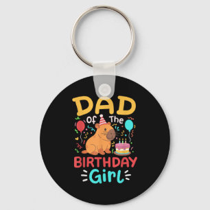 Dad Of The Birthday Girl Kids Cute Capybara Bday F Keychain