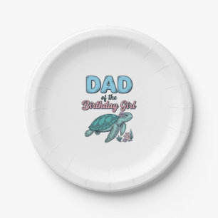 Dad of the Birthday Girl Sea Turtle Vintage Shirt  Paper Plates