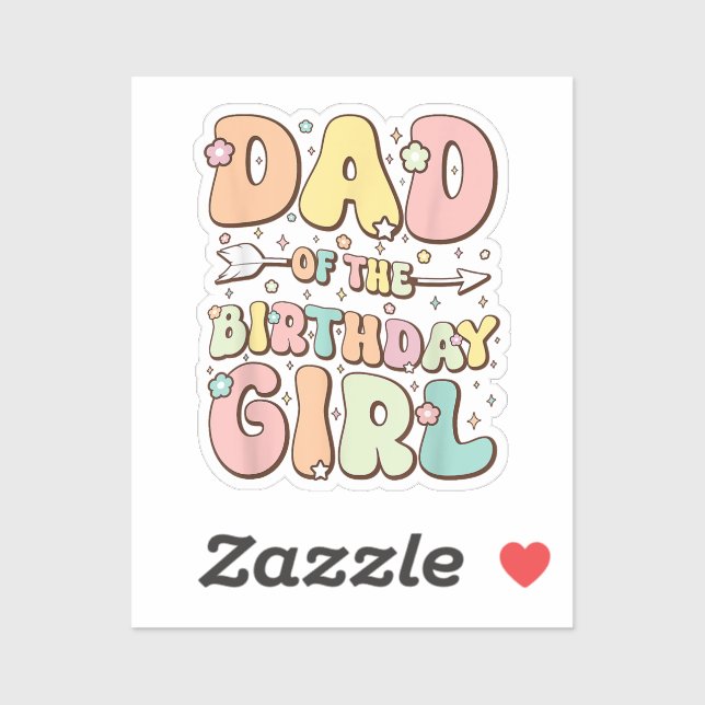 Dad of the Birthday Girl Shirt Matching Family Bir Sticker (Sheet)