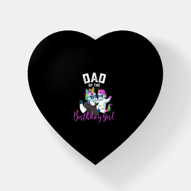 Dad of the Birthday Girl Unicorn Birthday Family F Paperweight (Front)