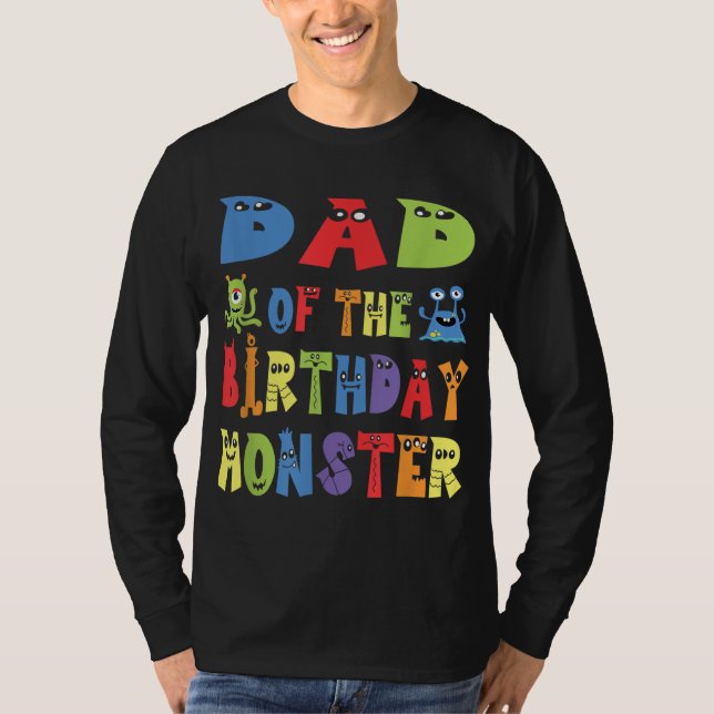 Dad Of The Birthday Monster Alien Kid B-day Party T-Shirt (Front)