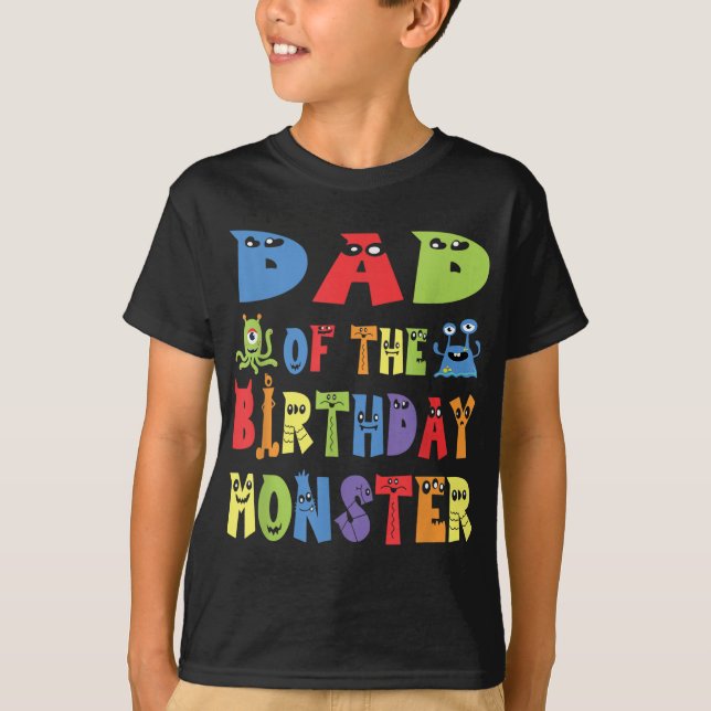 Dad Of The Birthday Monster Alien Kid B-day Party T-Shirt (Front)