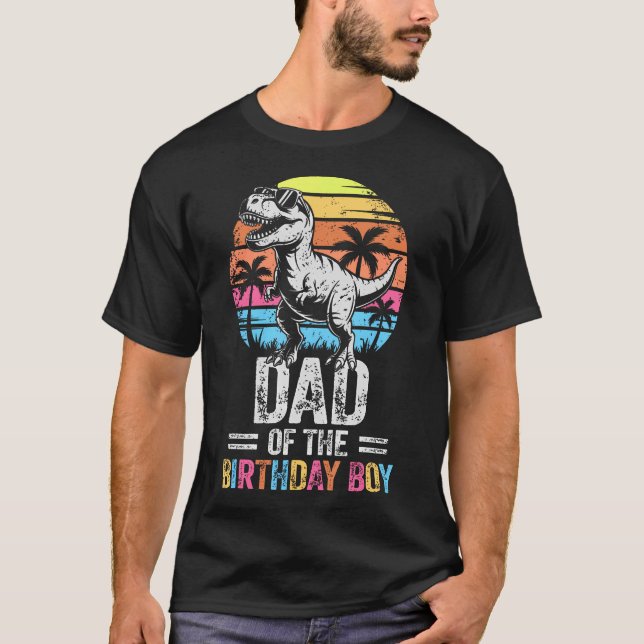 Dad Of The Birthday Party Dinosaur T-Shirt (Front)