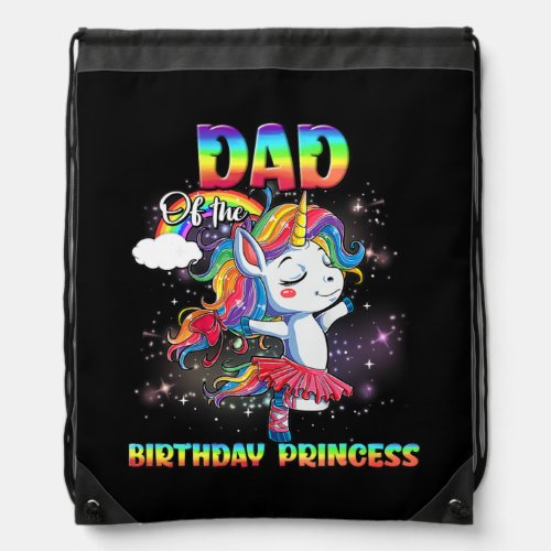 Dad of the Birthday Princess Dabbing or Flossing Drawstring Bag