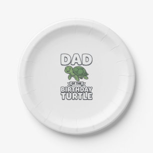 Dad of the Birthday Turtle Funny Turtle Dad Design Paper Plates