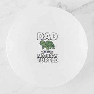 Dad of the Birthday Turtle Funny Turtle Dad Design Trinket Tray