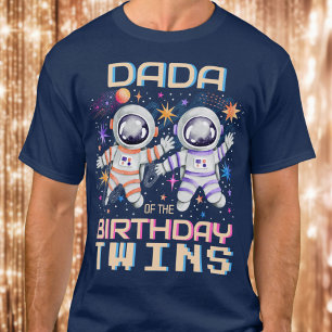 Dad of the Birthday Twins Rocket Astronaut Space T-Shirt