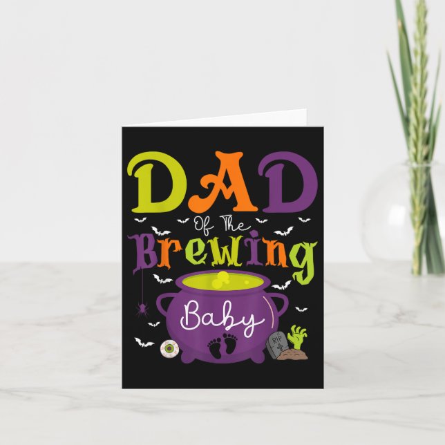 Dad Of The Brewing Baby Witch Baby Shower Ghost Ha Card (Front)