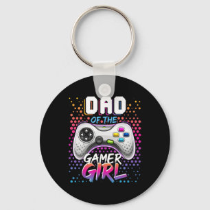 Dad Of The Gamer Girl Matching Video Game Birthday Keychain