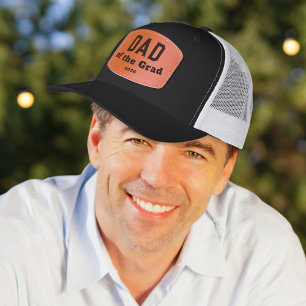 Dad of the Grad Custom Graduation Party Father Leather Patch Hat