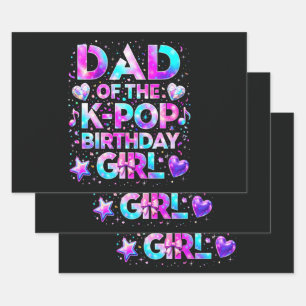 Dad Of The K-Pop Birthday Korean Music Wrapping Paper Sheets