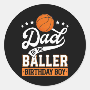 Dad Of The Ller Birthday Boy Sketll Themed Party  Classic Round Sticker
