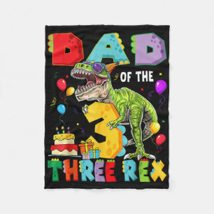 Dad Of The Three Rex 3rd Birthday Boy Dinosaur T-r Fleece Blanket
