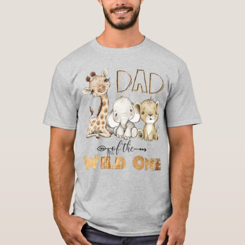Dad of the Wild One Gold Foil Birthday T_Shirt
