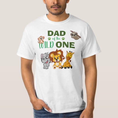 Dad of the Wild One Jungle Safari 1st Birthday T_Shirt