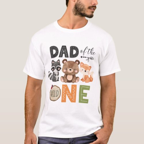Dad of the Wild One Woodland Birthday T_Shirt