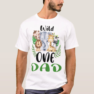 Dad of The Wild One Zoo Birthday Safari Jungle Ani T-Shirt