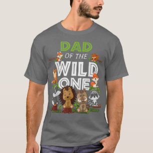 Dad of the Wild One Zoo Birthday Woodland Animals T-Shirt