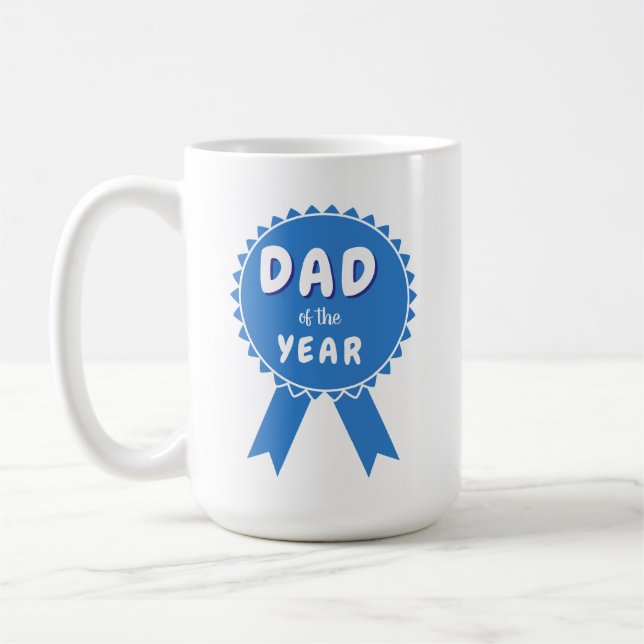 Dad of the Year Award Ribbon Design Coffee Mug (Left)