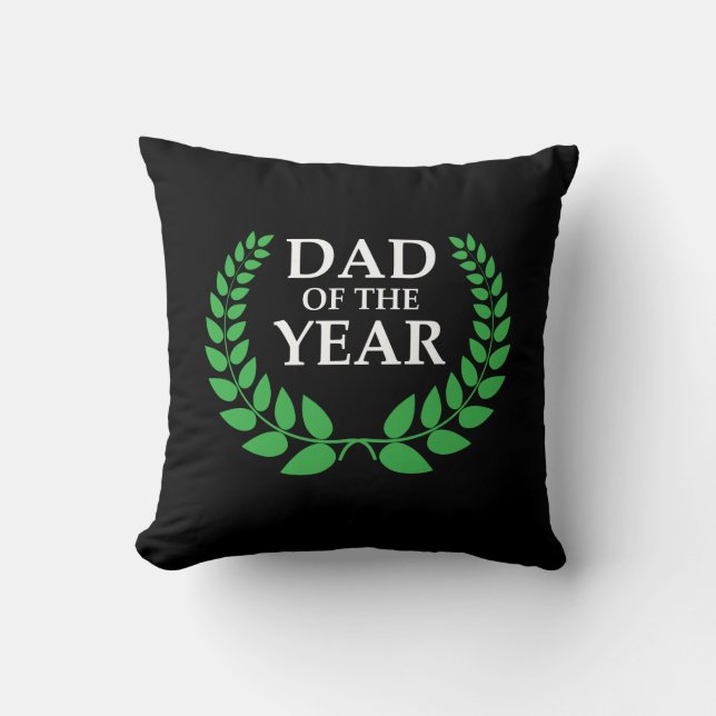 Dad of The Year Award Throw Pillow (Front)