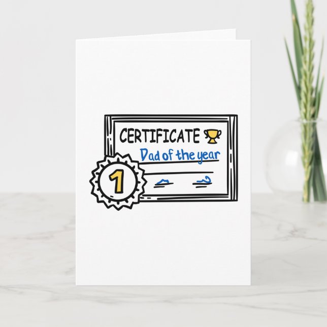 Dad of the Year certificate father's day Award Card (Front)