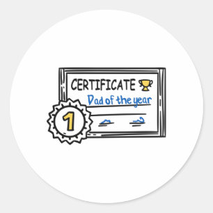 Dad of the Year certificate father's day Award Classic Round Sticker