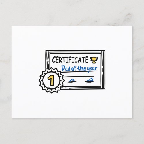 Dad of the Year certificate fathers day Award Postcard
