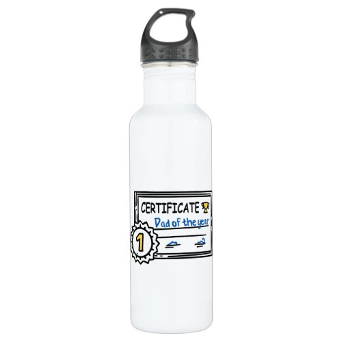 Dad of the Year certificate fathers day Award Stainless Steel Water Bottle