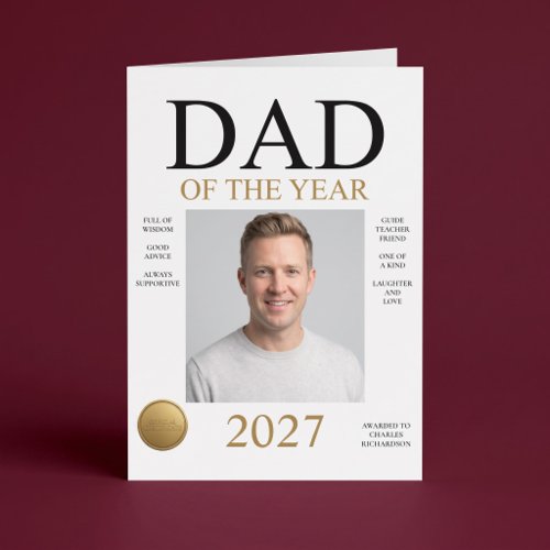 Dad Of The Year Photo (White Only) Father's Day Card