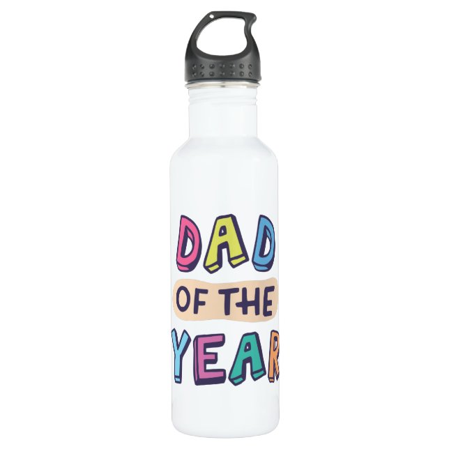 Dad of the Year Stainless Steel Water Bottle (Front)