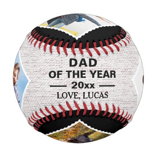 Dad Of The Year With Personalized 4 Photos Baseball