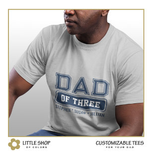 Dad of Three Varsity Style Customizable T-Shirt