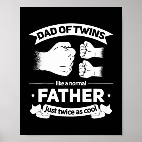 Dad Of Twins 2022 Father Twice As Cool Twin Dad Poster
