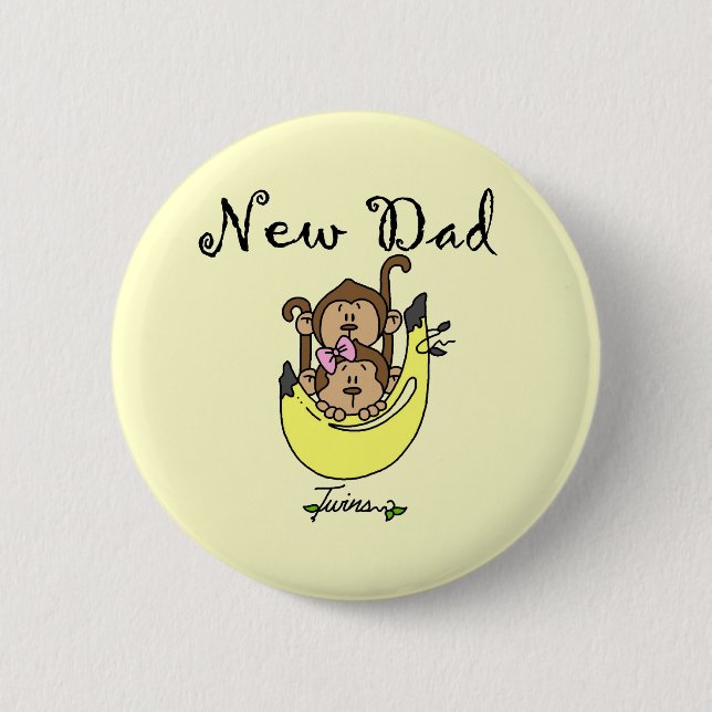 Dad of Twins Boy and Girl Tshirts and Gifts Button (Front)
