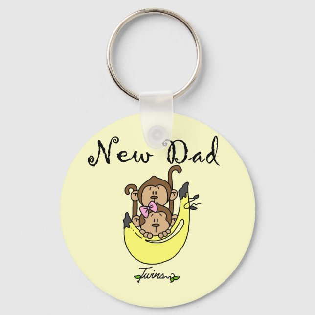 Dad of Twins Boy and Girl Tshirts and Gifts Keychain (Front)