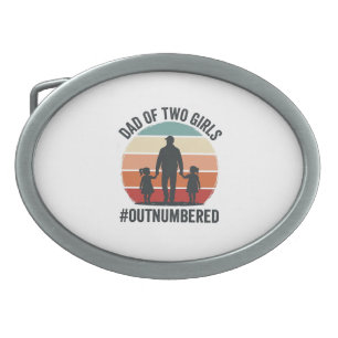 Dad of Two Girls Outnumbered Vintage Family Shirt_ Belt Buckle