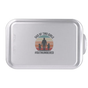 Dad of Two Girls Outnumbered Vintage Family Shirt_ Cake Pan