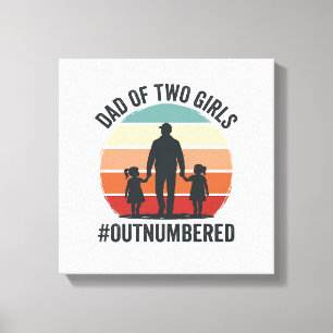 Dad of Two Girls Outnumbered Vintage Family Shirt_ Canvas Print