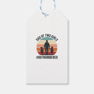 Dad of Two Girls Outnumbered Vintage Family Shirt_ Gift Tags