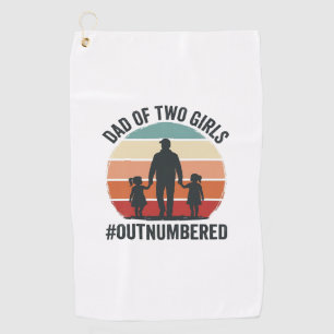 Dad of Two Girls Outnumbered Vintage Family Shirt_ Golf Towel