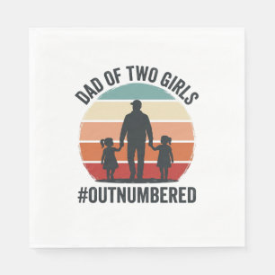 Dad of Two Girls Outnumbered Vintage Family Shirt_ Napkins