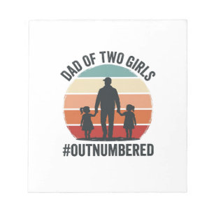 Dad of Two Girls Outnumbered Vintage Family Shirt_ Notepad