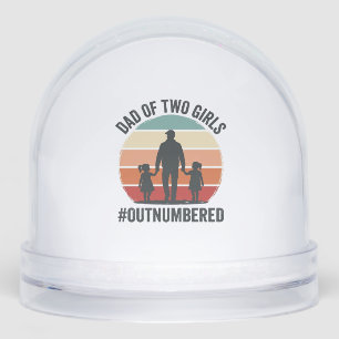 Dad of Two Girls Outnumbered Vintage Family Shirt_ Snow Globe