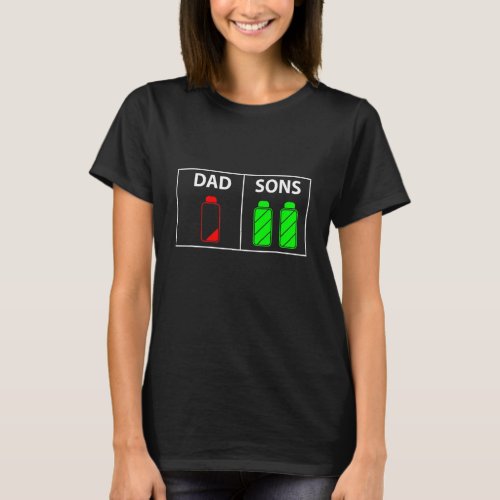 Dad of Two Sons Funny Low Battery Fathers Day Gif T_Shirt
