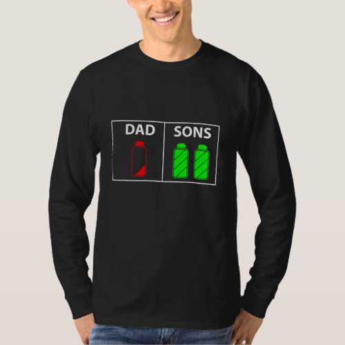 Dad of Two Sons Funny Low Battery Fathers Day Gif T_Shirt