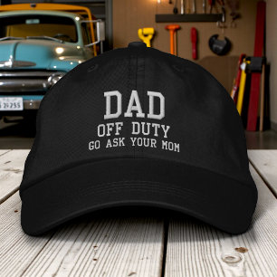Dad Off Duty Simple Modern Typography Custom Embroidered Baseball Cap