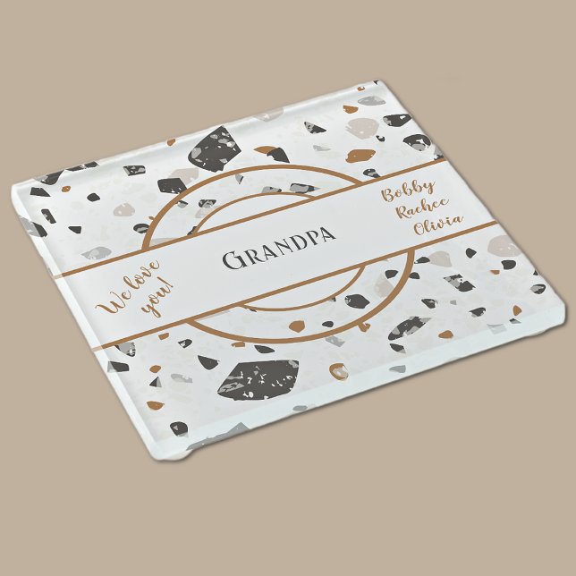 Dad or Grandpa || Earth Tones Terrazzo Glass Coaster (Creator Uploaded)